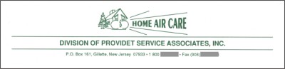 [Original Letterhead for Home Air Care]